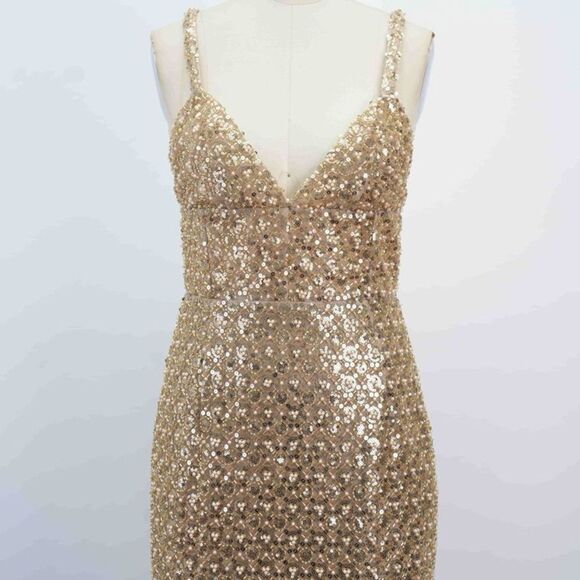 NWOT BRONX AND BANCO Allegra Gold Sequin Maxi Dress, size XS - Picture 13 of 16